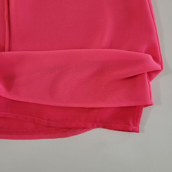 BKE Women's Deep Coral Embellished Chiffon Lined Lace-up Tank Blouse - Picture 8 of 13